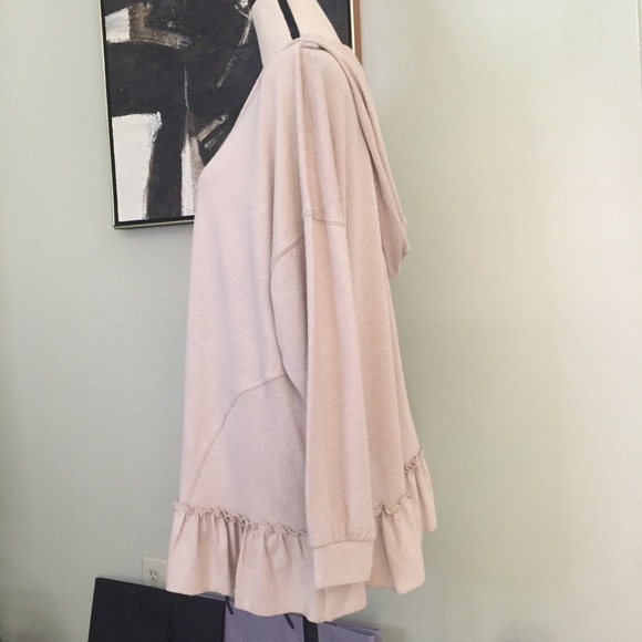 Easel - Cozy Oversized Pink Ruffle Hem Hoodie, size L - Picture 2 of 10